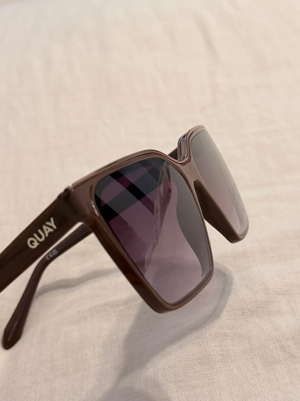 Quay Australia Level Up Chocolate Brown Gradient Oversized Square Sunglasses